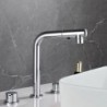 Grifo mezclador de lavabo moderno con rociador extraíble para lavabo de tres orificios