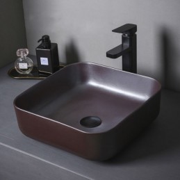 Lavabo de cerámica marrón...