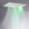 Cabezal de ducha de baño cepillado, montaje en techo, rectangular, funciones de lluvia atomizadora, sistema de pantalla táctil de ducha LED, grifo de ducha