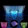 Ducha de lluvia termostática de 400 x 400 cm, cabezal de ducha LED de 3 funciones, cabezal de ducha de lluvia de 16 pulgadas, panel de ducha de cascada de spa cuadrado para techo, grifo de ducha